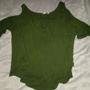 Olive green off shoulder shirt